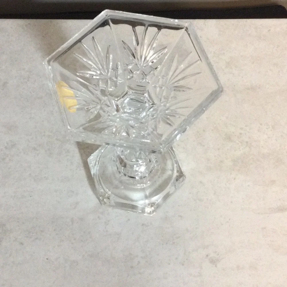 Tapered Clear Crystal-Style Hexagonal Candle Holder - Home Accents